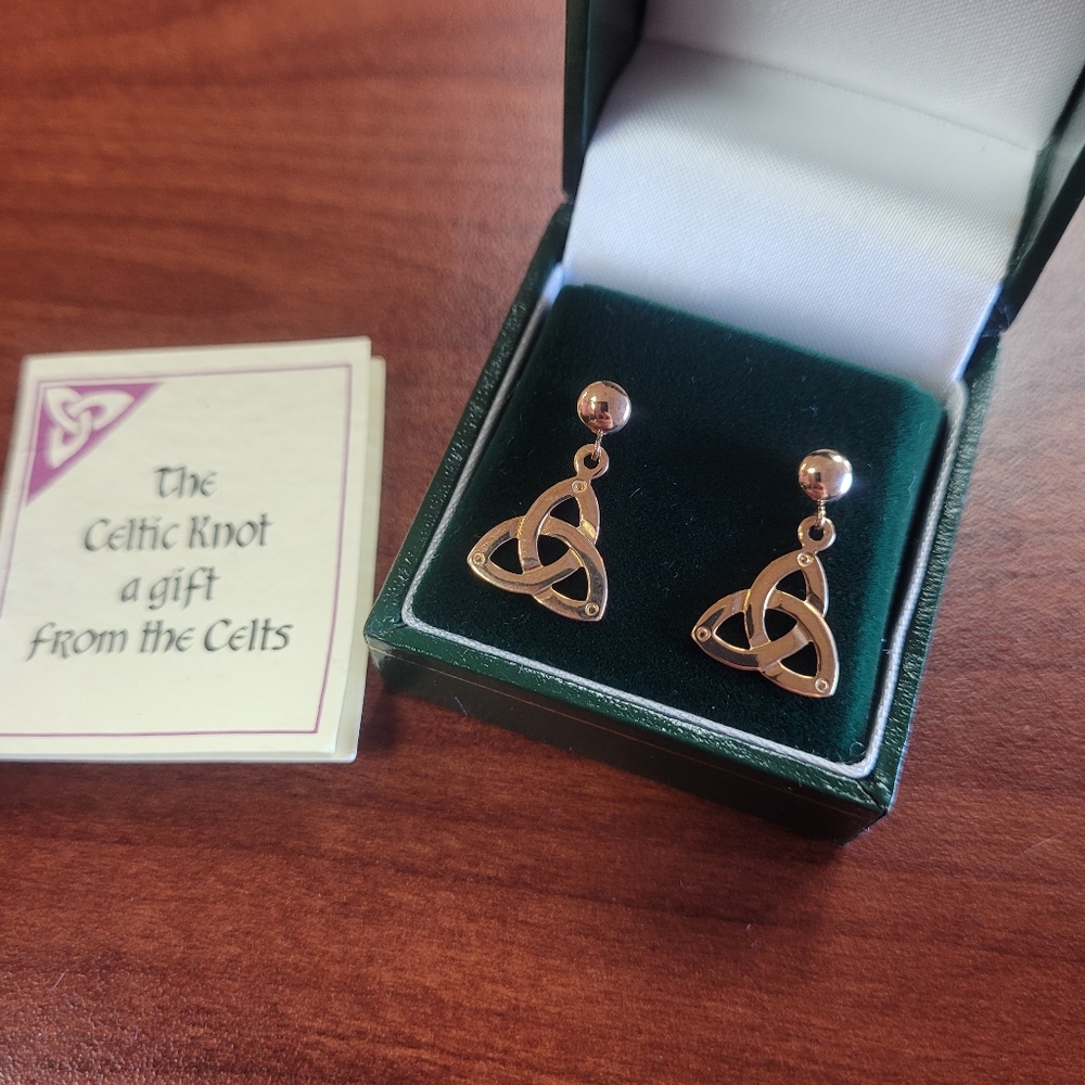 New Celtic Knot JMH Ireland Made 14k Gold Earrings